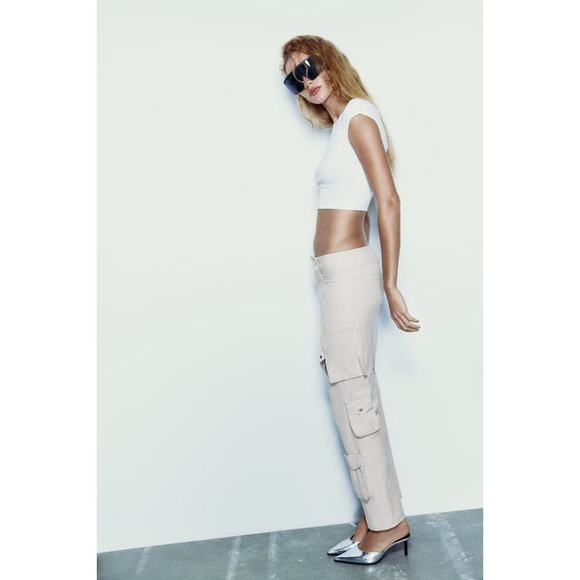 ZARA LINEN BLEND CARGO PANTS LIMITED EDITION. Small NWT $109 - Picture 9 of 11